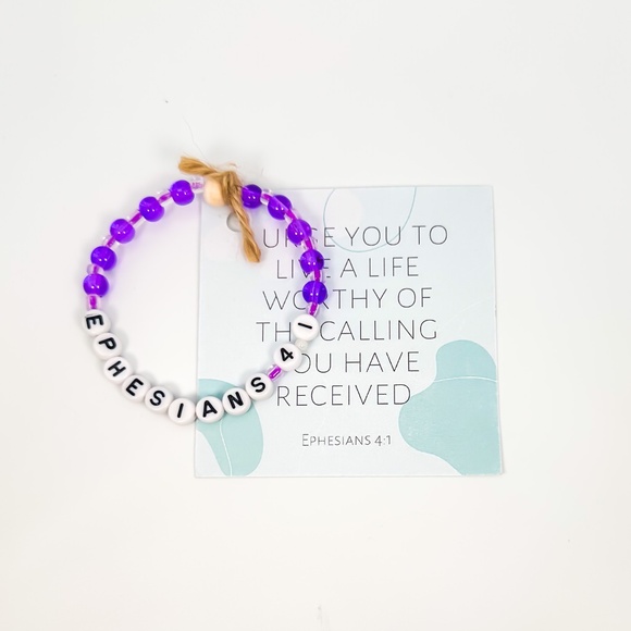 Bible Verse Beaded Bracelet - Handmade - Ephesians 4:1 - Picture 1 of 2